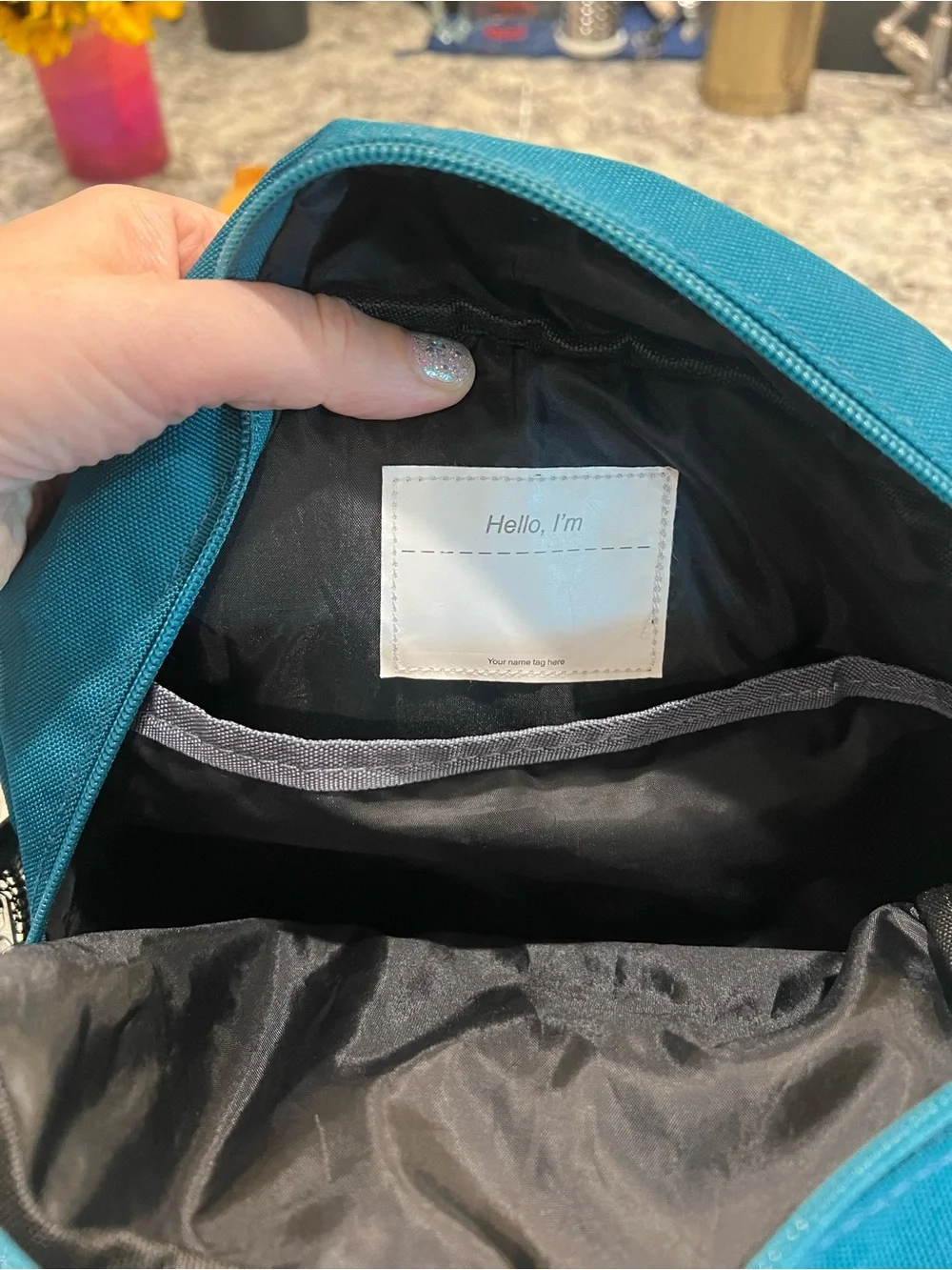 (2) Kids Colorblock Backpack in Green & Teal with Light Blue Pocket